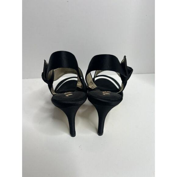 Black NINA Sz 10 M Satin Heels Strappy Excellent Condition EU40 Wedding Classy - Picture 4 of 7